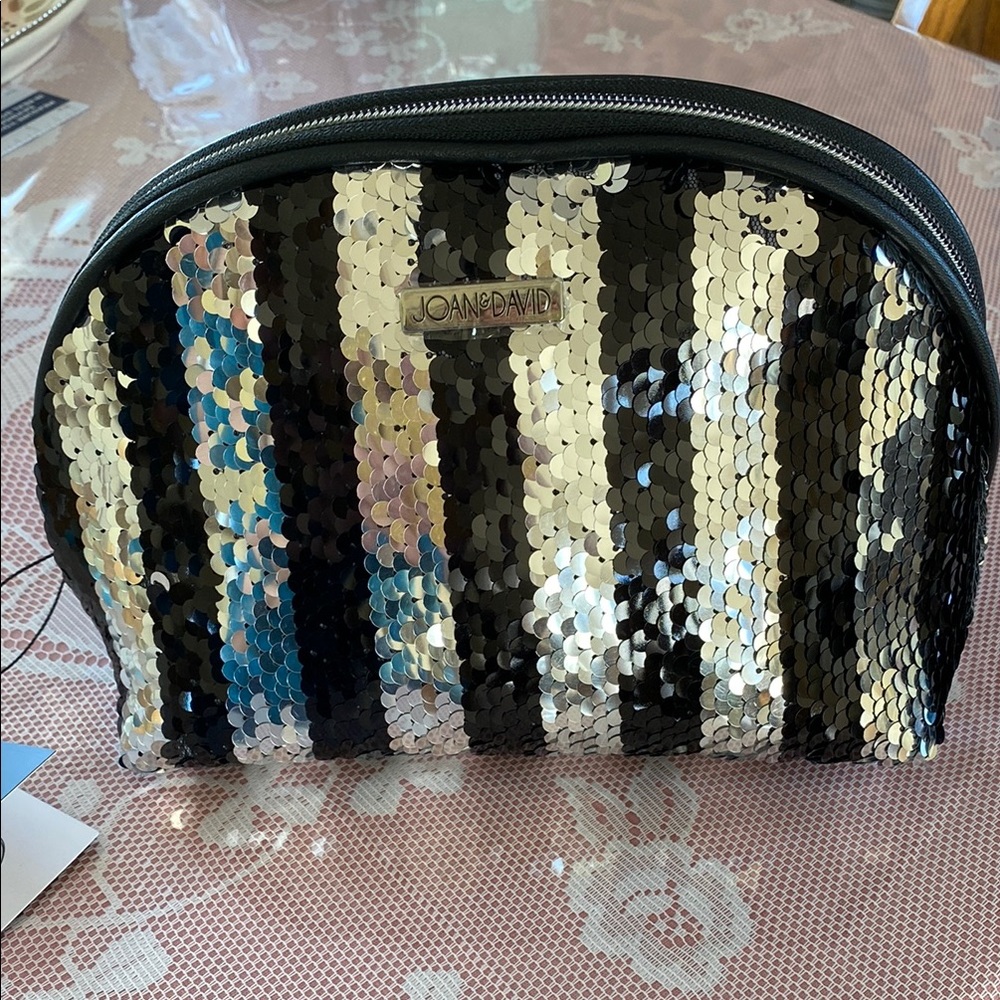 Joan & David Black and Silver Cosmetic Bag